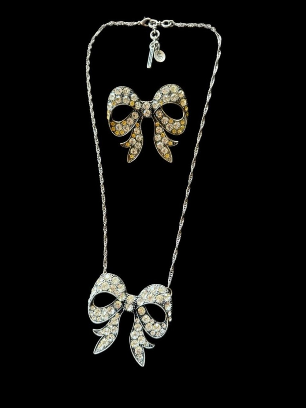 Samantha Wills Jewelry Set Diamante Bow Necklace And Ring Signed